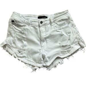 Kancan White Distressed High Rise White Jean Shorts Size 11/29